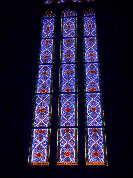 Stained glass windows.